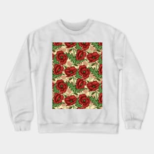 Poppies Pattern Design Crewneck Sweatshirt